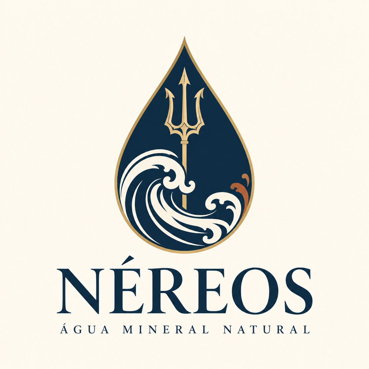 Logo NÉREOS: gota, ondas e tridente